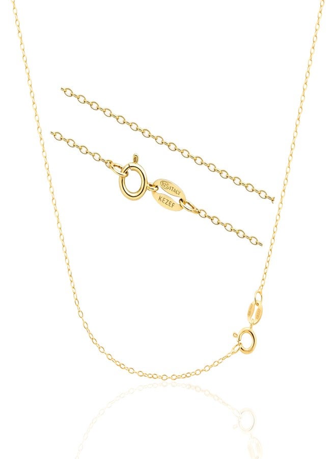 KEZEF Creations Sterling Silver with Gold Overlay 1.3mm Cable Chain Necklace 22" - Image 1