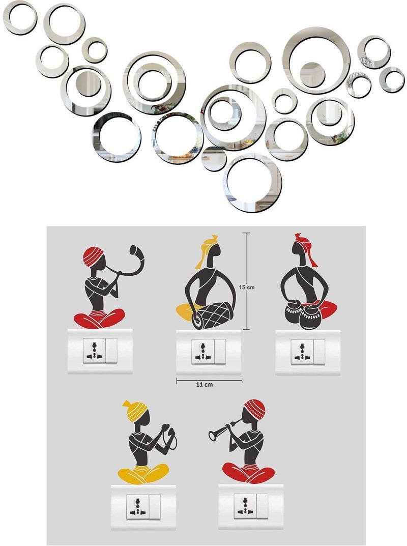 Eja Art Ring Silver 24 Acrylic Wall Sticker With Folk Band - Image 1