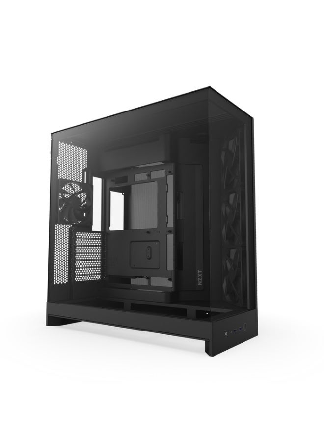 NZXT H9 Flow (2025) – Large Dual-Chamber ATX Mid-Tower Airflow PC Case – Includes 3 x 140mm & 1 x 120mm Fans – 420mm Radiator Support – Tempered Glass – Back-Connect Ready – Black - Image 1