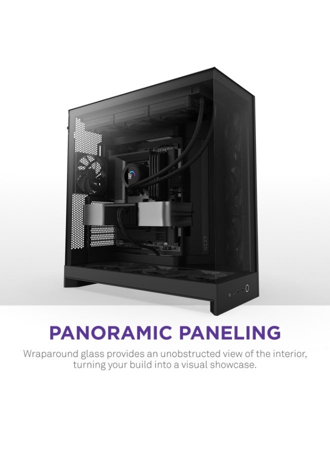 NZXT H9 Flow (2025) – Large Dual-Chamber ATX Mid-Tower Airflow PC Case – Includes 3 x 140mm & 1 x 120mm Fans – 420mm Radiator Support – Tempered Glass – Back-Connect Ready – Black - Image 5