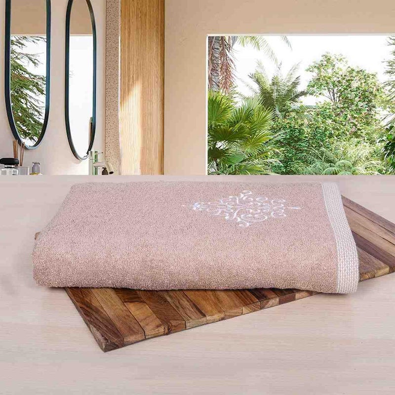 Rangoli منشفة استحمام رانغولي 100% من الخيزران - 500 غم إضافية كبيرة سريعة الجفاف، منشفة فائقة الامتصاص للسفر، الصالة الرياضية، السبا، الحمام واليوغا - بيج - Image 1