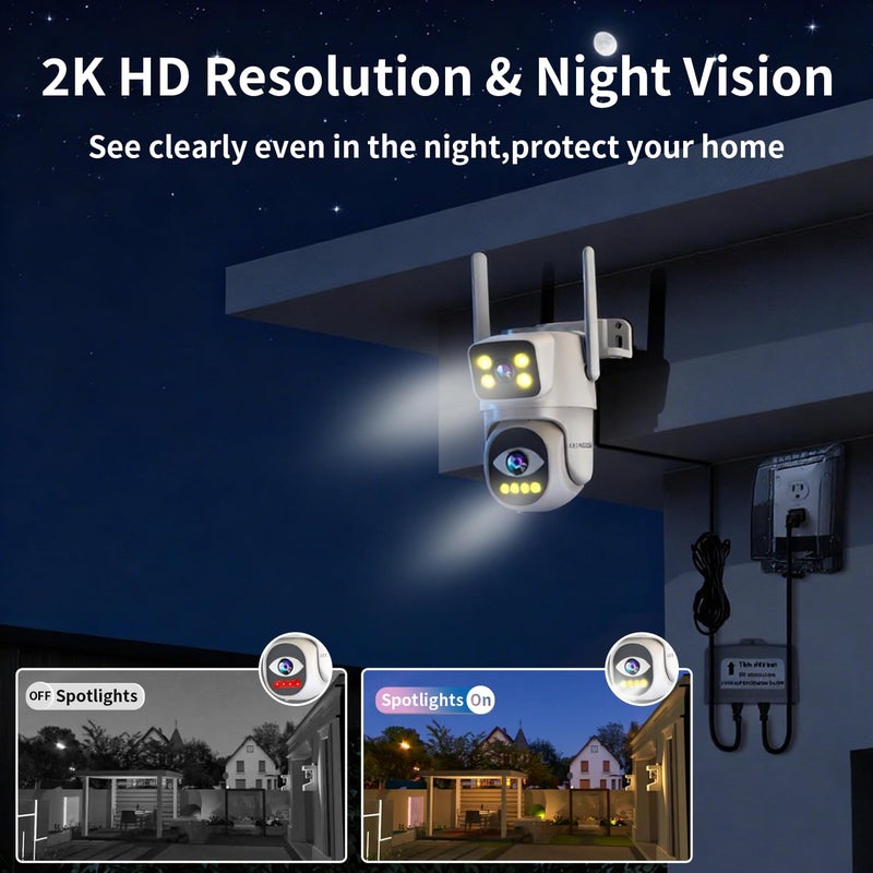 ESCANU Cameras for Home Security with Dual Lens, 2.4G/5G Outdoor Security Camera, WiFi Camera for Home Security, Color Night Vision, 2-Way Audio, Auto Tracking, 24/7 Continuous Recording - Image 4