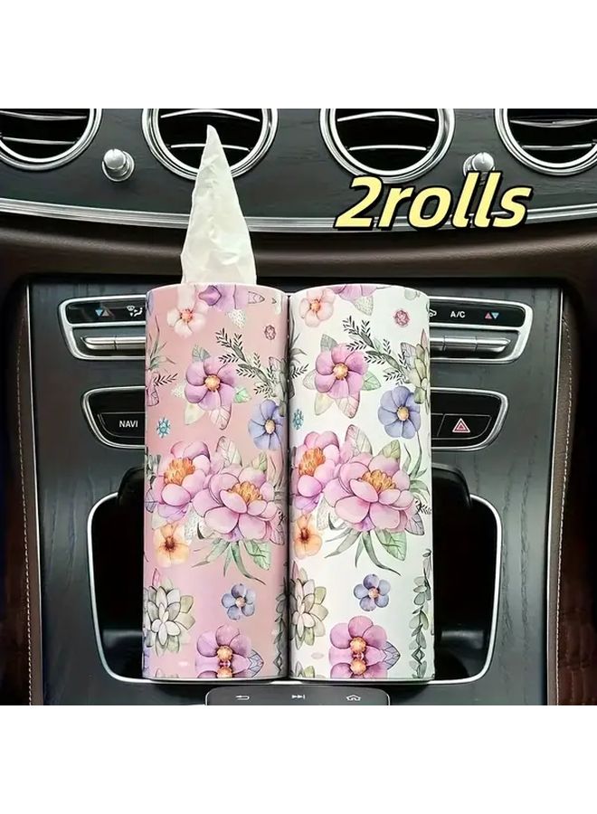 ورق تواليت للسيارات المدمجة، أنابيب أسطوانية محمولة باللونين الوردي والأبيض، موزع صفائح فردية - Image 1