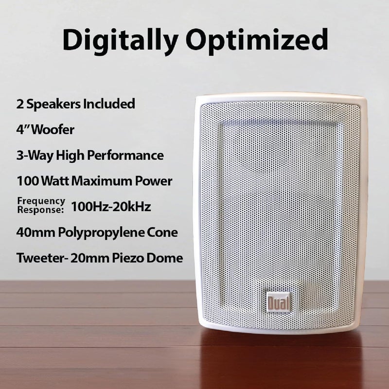 Dual Electronics LU43PB 3-Way High Performance Outdoor Indoor Speakers with Powerful Bass LU43PW - Image 3