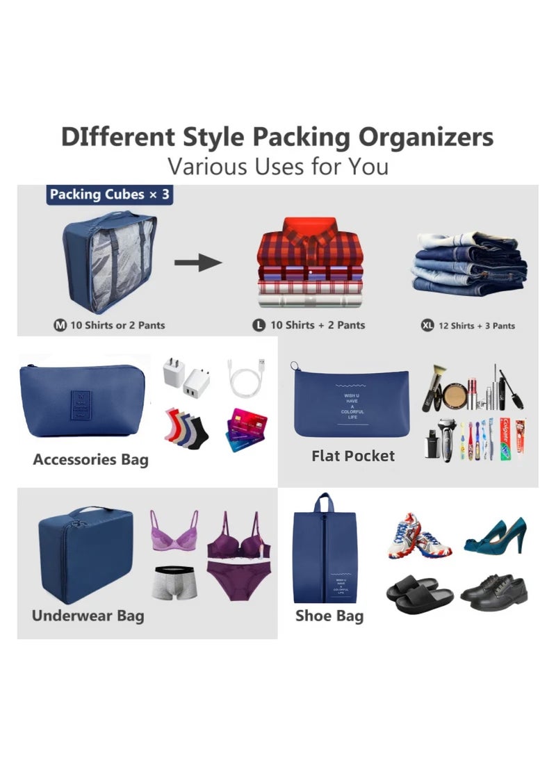 8 Pcs Set Travel Organizer Kit, Packing Cubes for travel, Lightweight Luggage Storage Bag，Household storage bag - Image 3