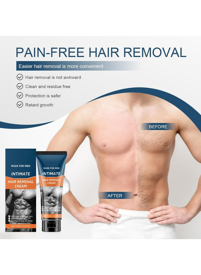 East Moon Men's Hair Removal Cream for Body and Intimate Areas, Painless Depilatory for Arms, Legs, Chest, All Skin Types - Image 2