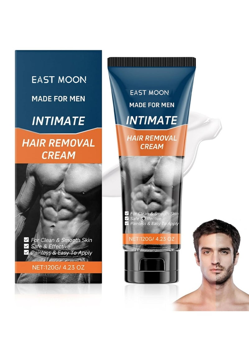 East Moon Men's Hair Removal Cream for Body and Intimate Areas, Painless Depilatory for Arms, Legs, Chest, All Skin Types - Image 1
