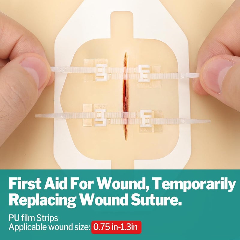 AZEN مجموعة أزين 28 شريط لإغلاق الجروح 3 أنواع لاصقات فراشة مجموعة إغلاق الجروح الطارئة إصلاح الجروح بدون غرز جهاز إغلاق الجروح سريع التجلط - Image 4