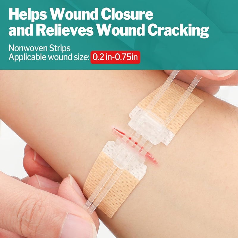 AZEN مجموعة أزين 28 شريط لإغلاق الجروح 3 أنواع لاصقات فراشة مجموعة إغلاق الجروح الطارئة إصلاح الجروح بدون غرز جهاز إغلاق الجروح سريع التجلط - Image 3