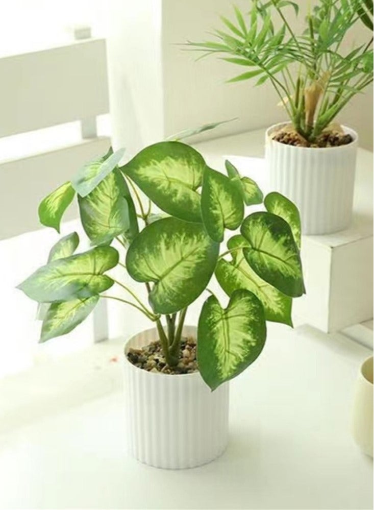 Kutis 1-Piece Artificial Plant with Pot for Home Garden Decor Green/White 30x30 cm - Image 1