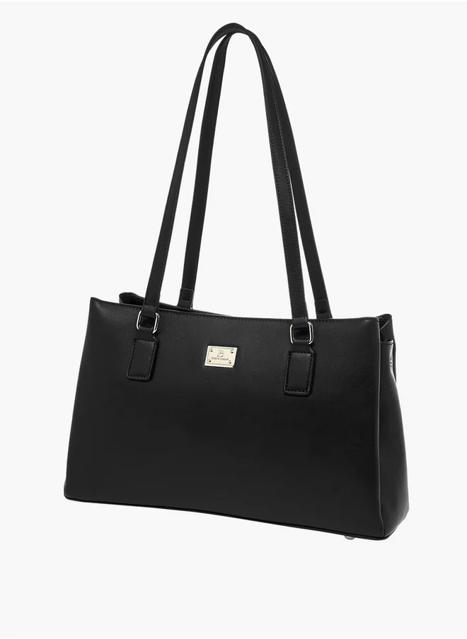 Flora Bella By Shoexpress Women's Solid Shoulder Bag with Double Handle and Zip Closure