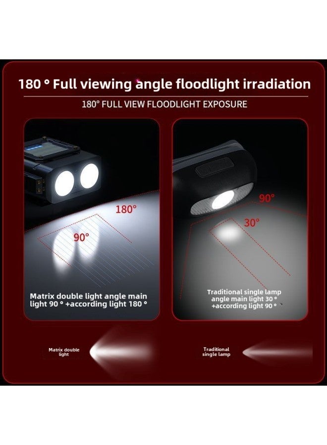Headlight Charging Bright Long Endurance Fishing Special Head-mounted Lighting Induction Night Fishing Flashlight Outdoor Flashlight-Product Specifications:[gray] Dual Lamp Heads + Head-mounted Clip For Dual Use - Domestic 1200 Mah Battery P8 Wick 29 Days  - Image 3