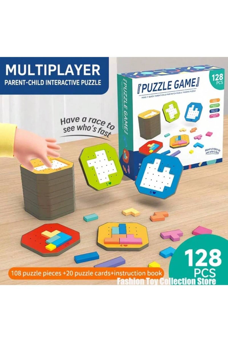 Multicolor 128Pcs Shape Matching Board Game-Interactive Parent-Youngsters Logic Training Toy,Ideal f