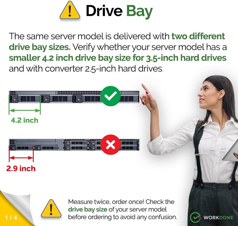 WORKDONE 3.5 inch Drive Caddy with 2.5 inch HDD Adapter - Compatible for Dell PowerEdge Servers - T360 R760 R640 R540 R440 R340 R550 R450 R650xs R750xs - Bright LED Tray - with Detailed Setup Manual - Image 3