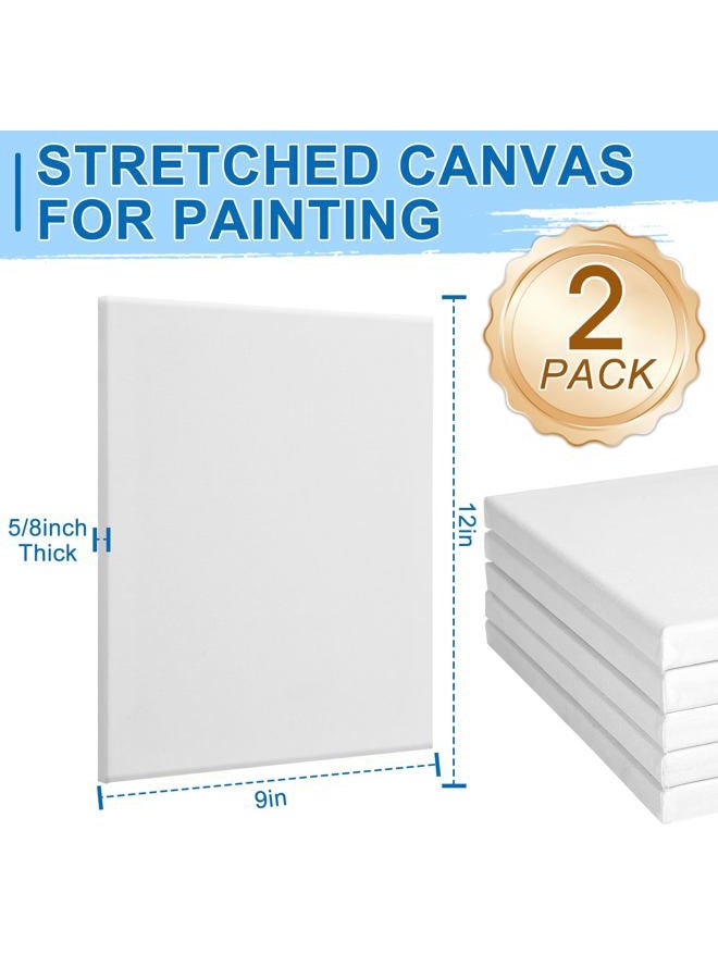 ESRICH Stretched Canvas for Painting, 2 Pack 9x12 Inch Canvas Value Pack,Primed Acid-Free Cotton Blank Canvases, Painting Canvas for Oil & Acrylic Paint. - Image 2