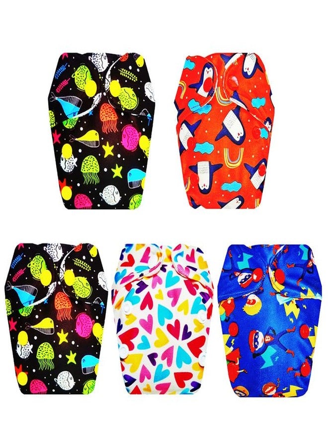 Dumbledo Premium Newborn Cloth Diaper with Integrated Insert (Pack of 5) | Snug Fit | Reusable & Washable | Adjustable Snaps | Designed by Moms | 0 - 4 Months | Unisex Baby - Image 1