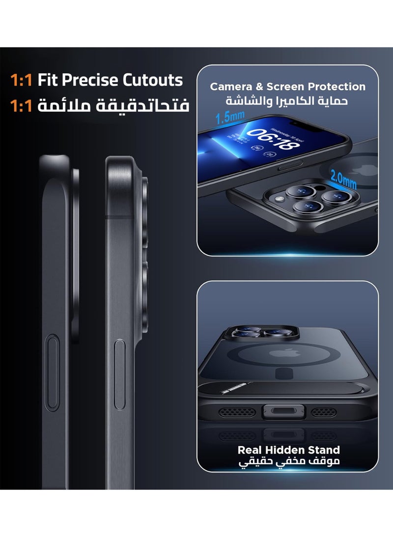 Eligo iPhone 13 Pro MagSafe Case, Magnetic Cover with Invisible Stand, Shockproof Protection Phone Shell, Matte Kickstand Back Cases for Apple 13 Pro 6.1" (2021) (Black) - Image 5