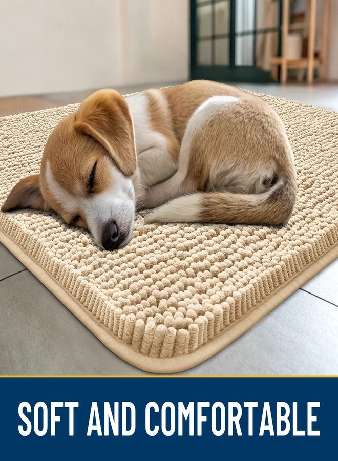 Smiry Dog Door Mat for Muddy Paws 48x30, Absorbs Moisture and Dirt Doormat, Non-Slip Washable Quick Dry Chenille Front Door Mat Indoor Entrance, Entryway Carpet for Inside Floor, Beige - Image 2