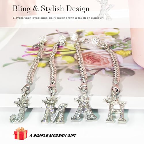 LUHOHI Silver Letter Charms for Stanley Cup- Crown Letter Charms Accessories for Stanley Handle 40Oz Tumblers Water Bottle Cup Initial Keychain with Diamond Glitter Jewelry Personalized Decorations M - Image 5