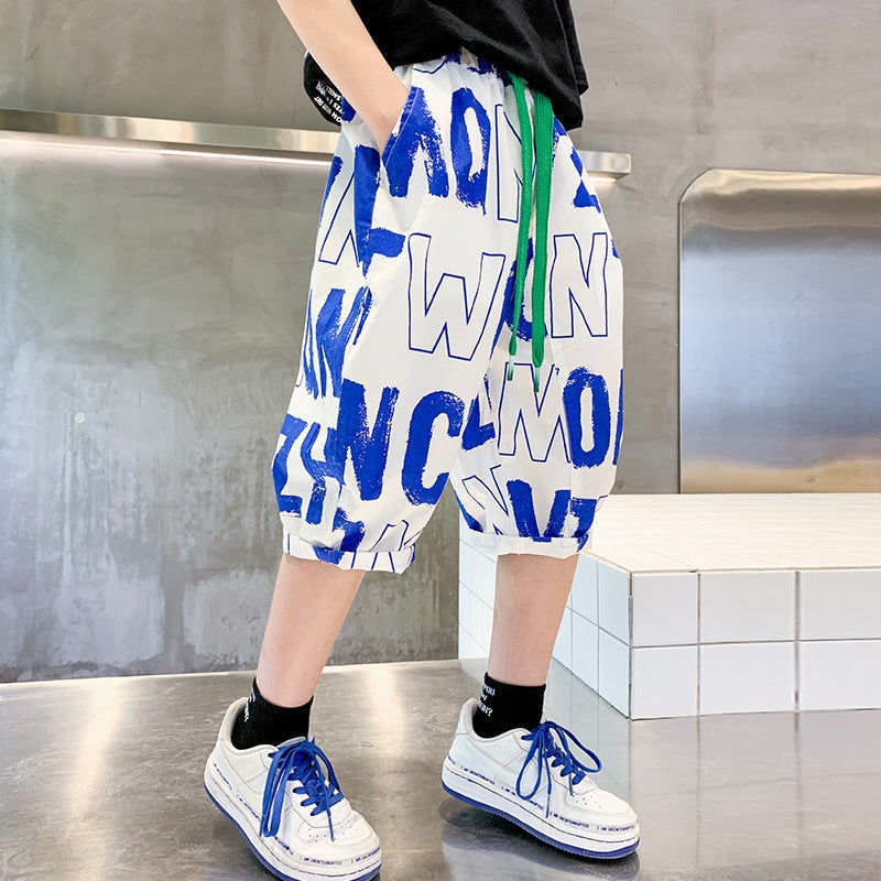 Children'S Clothing Boys Casual Summer Shorts 2024 Kidsren'S New Five-Quarter Pants Medium And Large Kidsren'S Boys Summer Thin And Handsome - Image 5