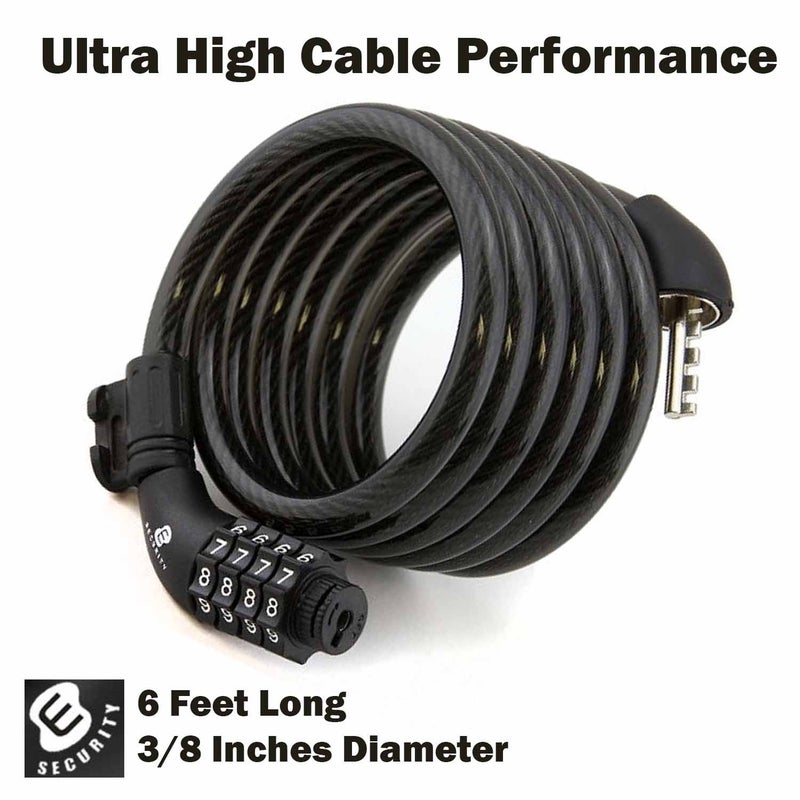 ETRONIC M6 Resettable Combination Lock Bike Cable, 6-Feet x 3/8-Inch, Black - Image 3