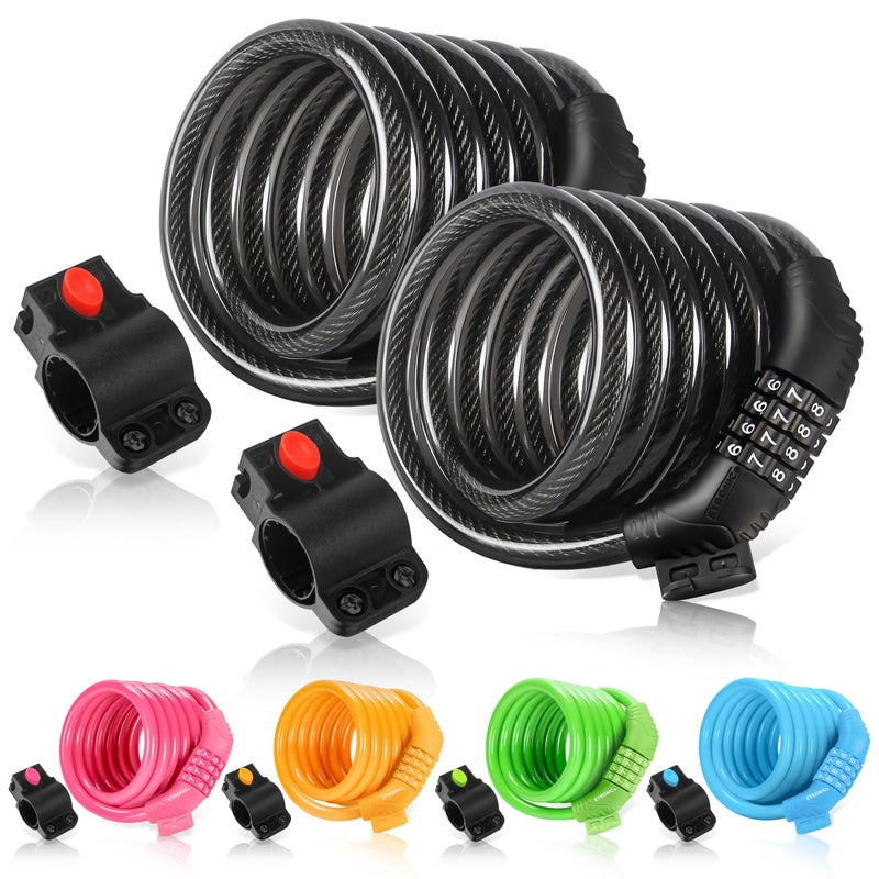 ETRONIC M6 Resettable Combination Lock Bike Cable, 6-Feet x 3/8-Inch, Black - Image 1