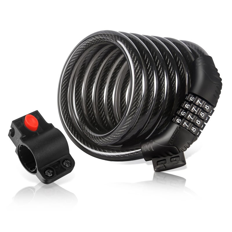 ETRONIC M6 Resettable Combination Lock Bike Cable, 6-Feet x 3/8-Inch, Black - Image 2