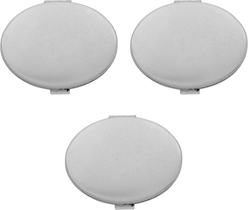 Stephanie Imports Set of 3 Double Sided Magnifying Compact Mirrors with Reflective Metal Finish (Silver Matte, Oval)