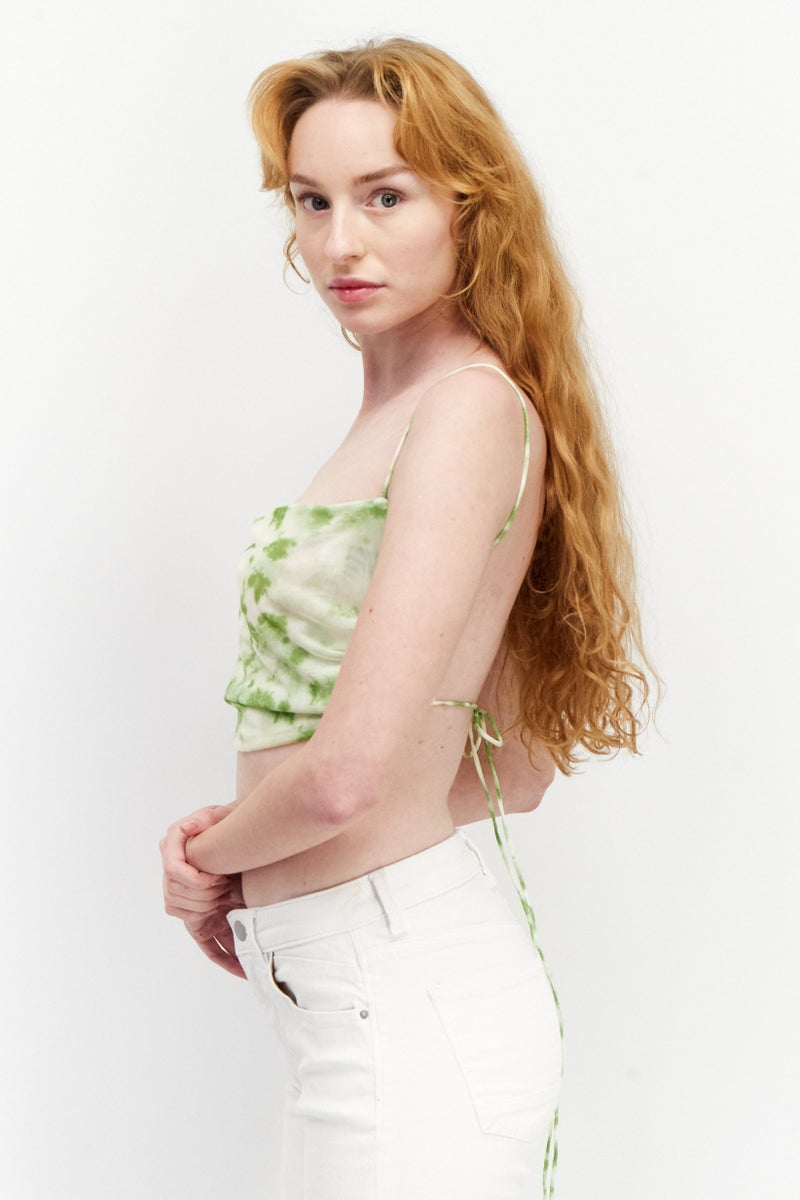 NA-KD Women Straight Across Sleeveless Tie Dye Crop Top, Green Combo - Image 2