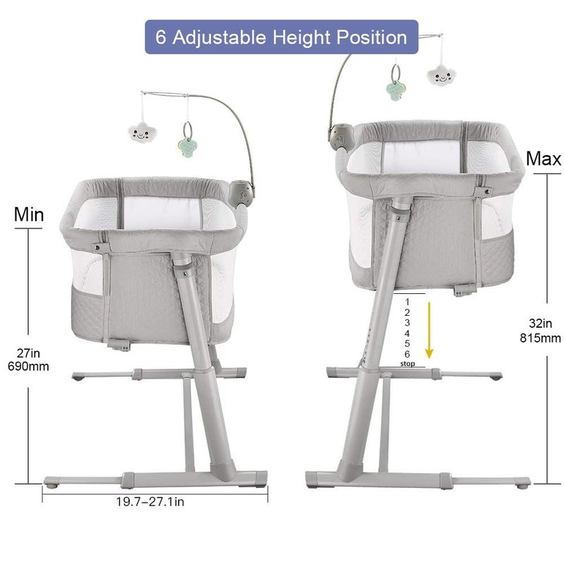 RONBEI Baby Bassinet Bedside Sleeper CribsBaby Bed to Bed Adjustable Portable for Newborn InfantBaby BoyBaby Girl - Image 3