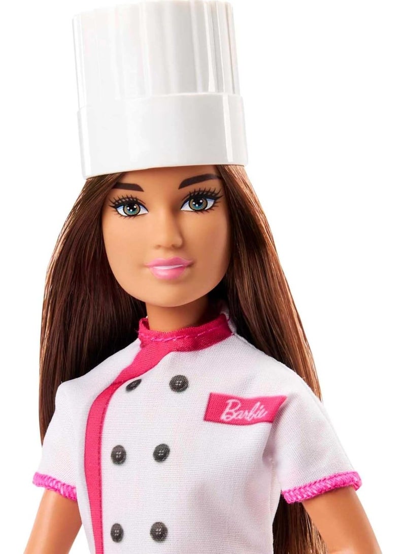 Barbie Doll & Accessories, Career Pastry Chef Doll with Hat, and Cake Slice - Image 4