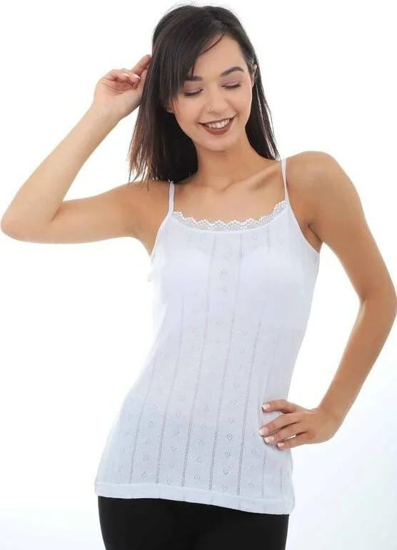 توتكو Passion Women Jacquard Rope Strap Undershirt 200 3-Pack | White