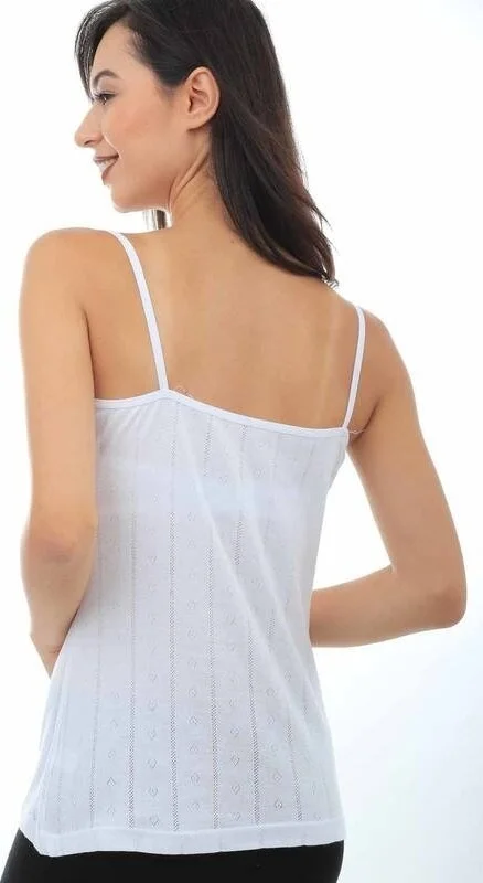 توتكو Passion Women Jacquard Rope Strap Undershirt 200 3-Pack | White