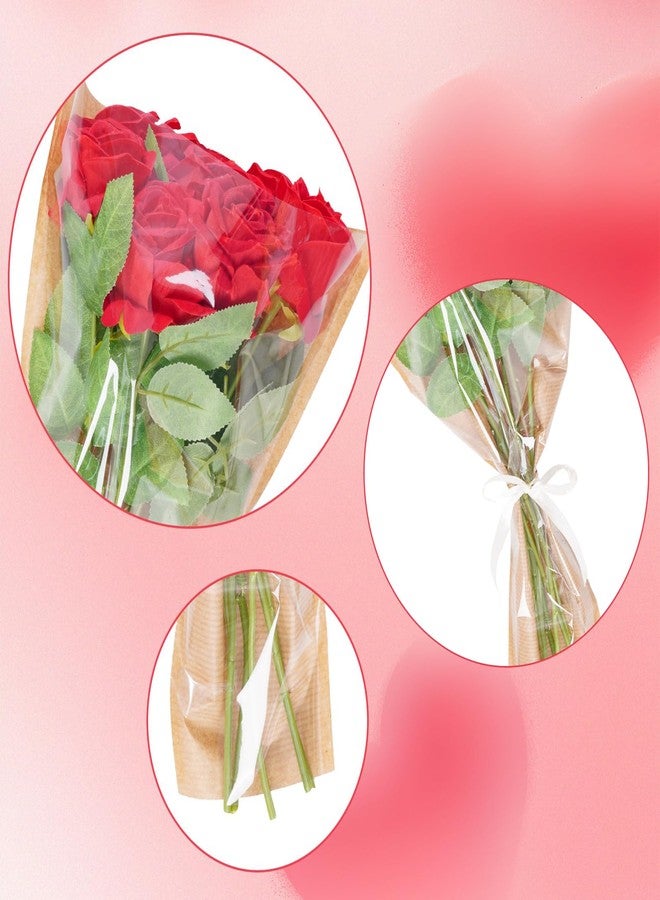 IIDEA 20 Pack Flower Bags for Bouquets with Ribbon, 9.8x18 Inch Kraft Floral Wrapping Sleeves for Valentine's Day, Wedding, Birthday, Graduation Gift Packaging (Craft) - Image 3
