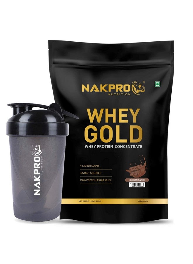 NAKPRO مسحوق بروتين مصل اللبن نك برو جولد مع زجاجة خلط | مسحوق مكمل بروتين مصل اللبن سريع الهضم للرجال والنساء والرياضيين (شوكولاتة، 1 كجم + زجاجة خلط سعة 500 مل) - Image 1