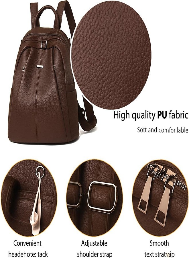 MUCHOVA Stylish Casual Women Combo Backpack, Premium Travel Bag for Girl, Fashion Lightweight College Medium Bag for Women, Multi-Pocket Designer Backpack Purse for Girls & Ladies (Choco-White) - Image 3