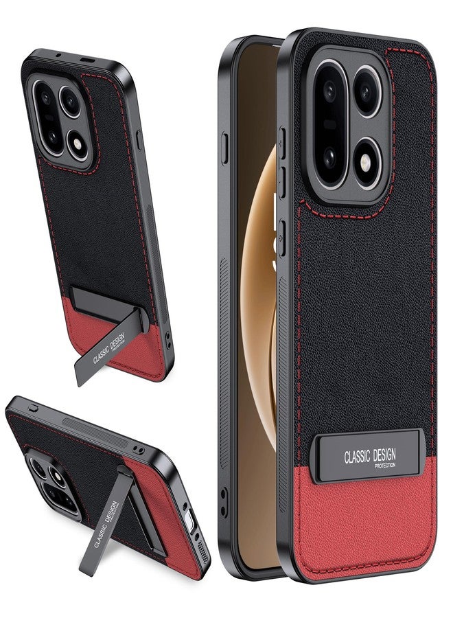 Fhyeugfy for OnePlus 15 Case, [TPU+Premium PU][2 Stand Ways] [Military Grade Drop Protection] with Stand Shockproof Case-Black+Red - Image 1