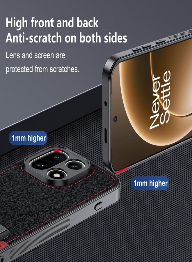 Fhyeugfy for OnePlus 15 Case, [TPU+Premium PU][2 Stand Ways] [Military Grade Drop Protection] with Stand Shockproof Case-Black+Red - Image 5