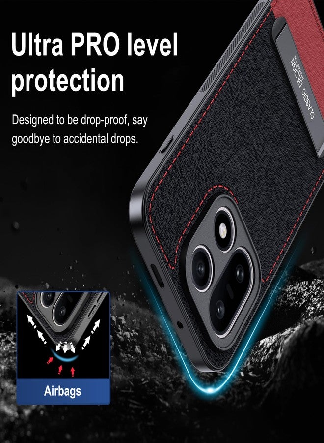 Fhyeugfy for OnePlus 15 Case, [TPU+Premium PU][2 Stand Ways] [Military Grade Drop Protection] with Stand Shockproof Case-Black+Red - Image 2