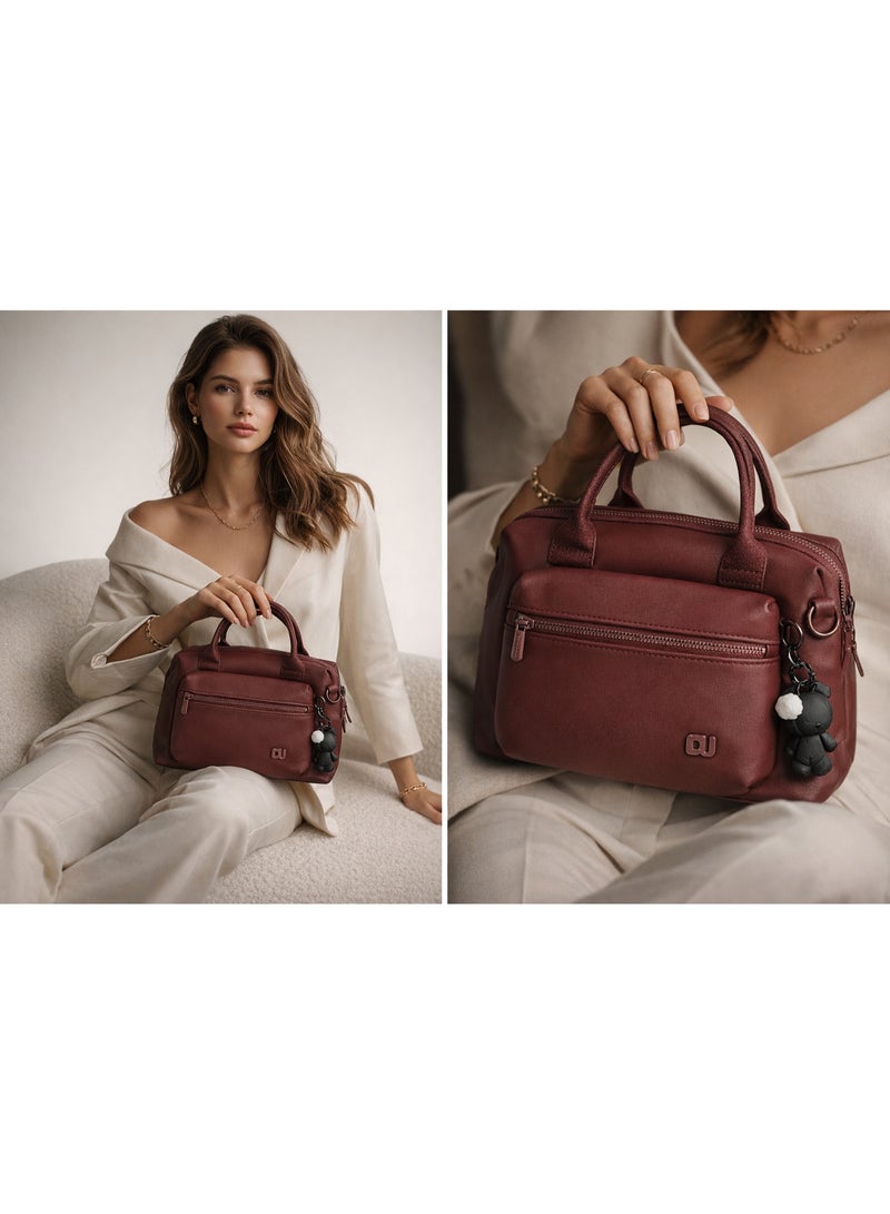David Jones PU tote bag with compartment multi pocket bag for work, Gym , school and everyday- Light weight and durable handbag with extra cross body adjustable strap model cm7687 - Image 2