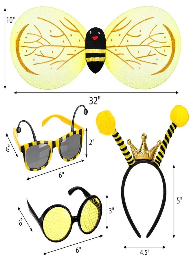 Eorbow 5 Pack Bee Costume Set, Bee Wings with 2 Antenna Headbands and 2 Glasses, Bees Outfit for Men, Women, and Kids, Bees Dress Up Accessories for Birthday, Halloween, Cosplay Party, Yellow - Image 2