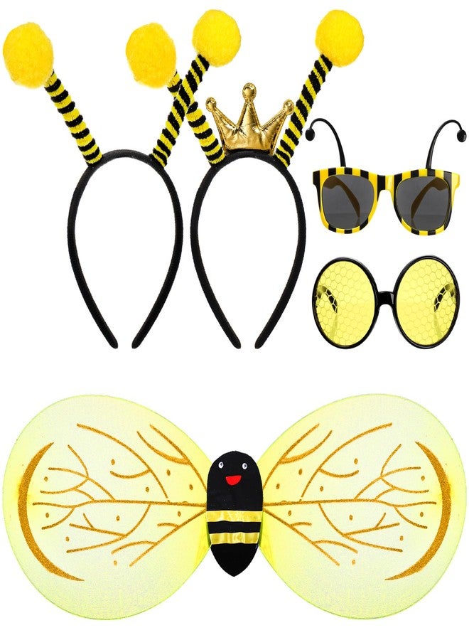 Eorbow 5 Pack Bee Costume Set, Bee Wings with 2 Antenna Headbands and 2 Glasses, Bees Outfit for Men, Women, and Kids, Bees Dress Up Accessories for Birthday, Halloween, Cosplay Party, Yellow - Image 1