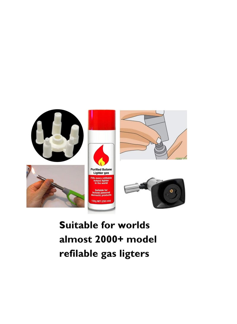 Generic Ultra Refined Purified Butane Lighter Refill Gas - 130g, Suitable for Most Lighters with Six Different Nozzles  - Image 3