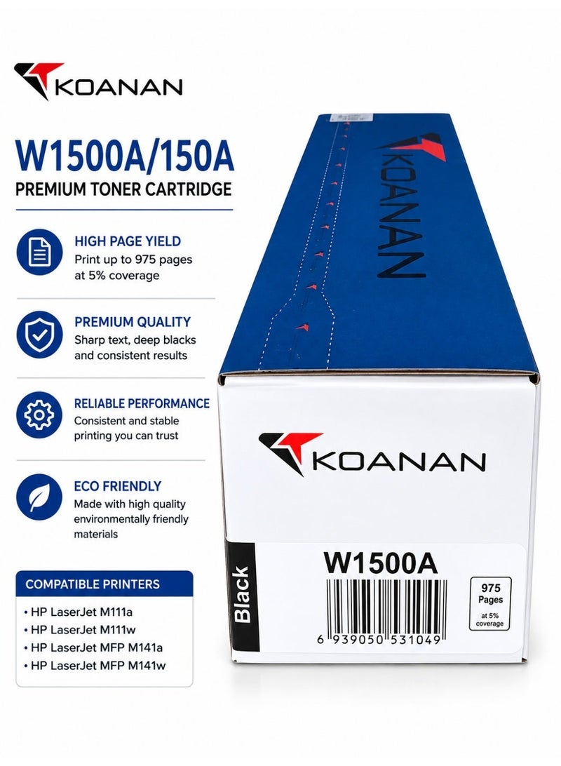 KOANAN Compatible W1500A (150A) Black Toner Cartridge Replacement for HP LaserJet M111a, M111w, LaserJet MFP M141a, M141w Printers – Up to 975 Pages - Image 2