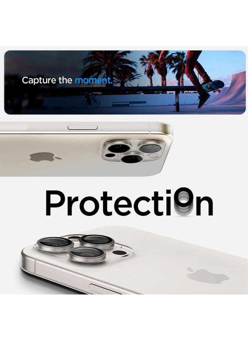 Spigen Glastr Ez Fit Optik PRO for iPhone 15 Pro MAX and iPhone 15 PRO Camera Lens Screen Protector - White Titanium  - Image 3