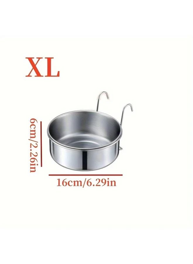 XL علّاقة طعام الحيوانات الأليفة من الفولاذ المقاوم للصدأ - كوب طعام وماء متعدد الوظائف لأقفاص القطط والكلاب - Image 1