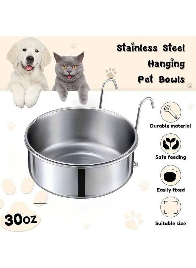 XL علّاقة طعام الحيوانات الأليفة من الفولاذ المقاوم للصدأ - كوب طعام وماء متعدد الوظائف لأقفاص القطط والكلاب - Image 2