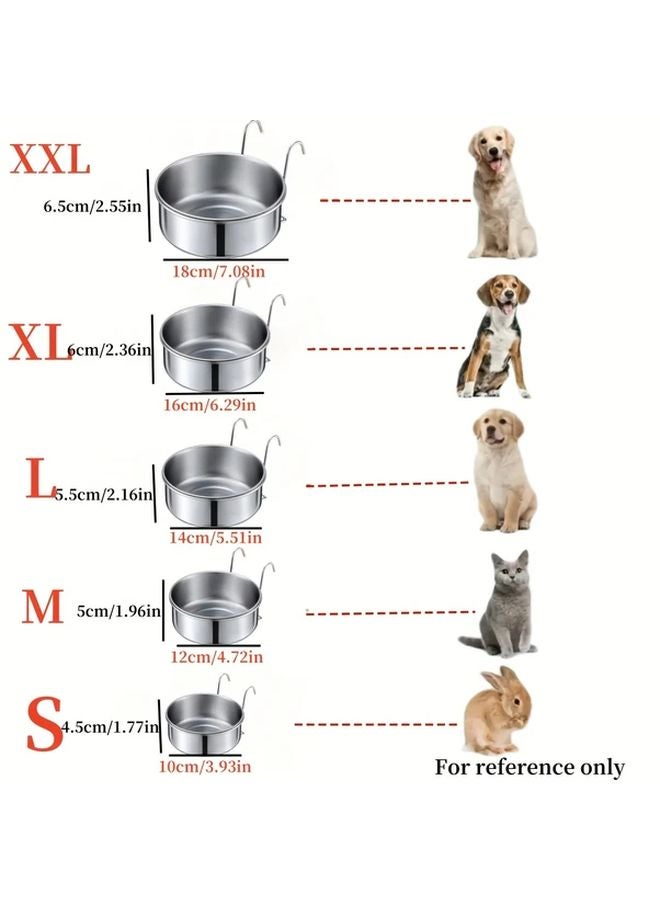 XL علّاقة طعام الحيوانات الأليفة من الفولاذ المقاوم للصدأ - كوب طعام وماء متعدد الوظائف لأقفاص القطط والكلاب - Image 3