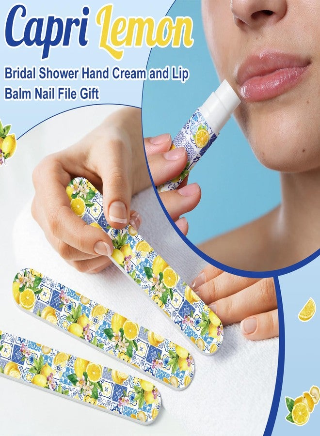 Leelosp 50 Sets Capri Lemon Hand Cream and Lip Balm Nail File Gift Bulk Summer Lemon Party Favors Wedding Favor for Guest Travel Size Hand Lotion Lip Balm Gifts Set Bridal Baby Shower Birthday - Image 5