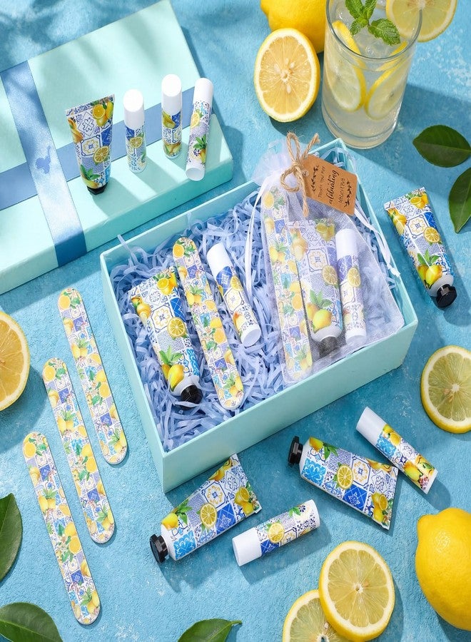 Leelosp 50 Sets Capri Lemon Hand Cream and Lip Balm Nail File Gift Bulk Summer Lemon Party Favors Wedding Favor for Guest Travel Size Hand Lotion Lip Balm Gifts Set Bridal Baby Shower Birthday - Image 2